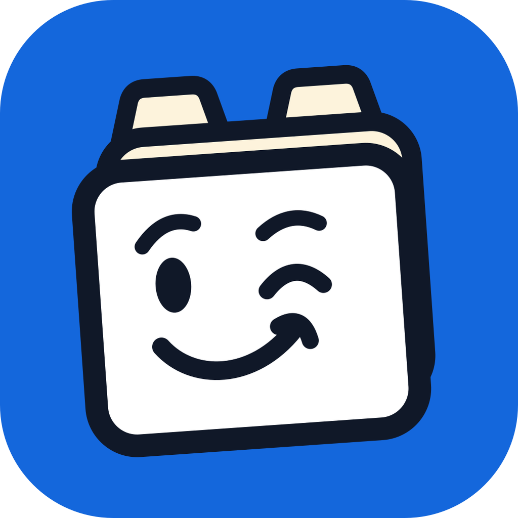 The ContactRoll mark alone: a smiling card file, white on a blue rounded square.